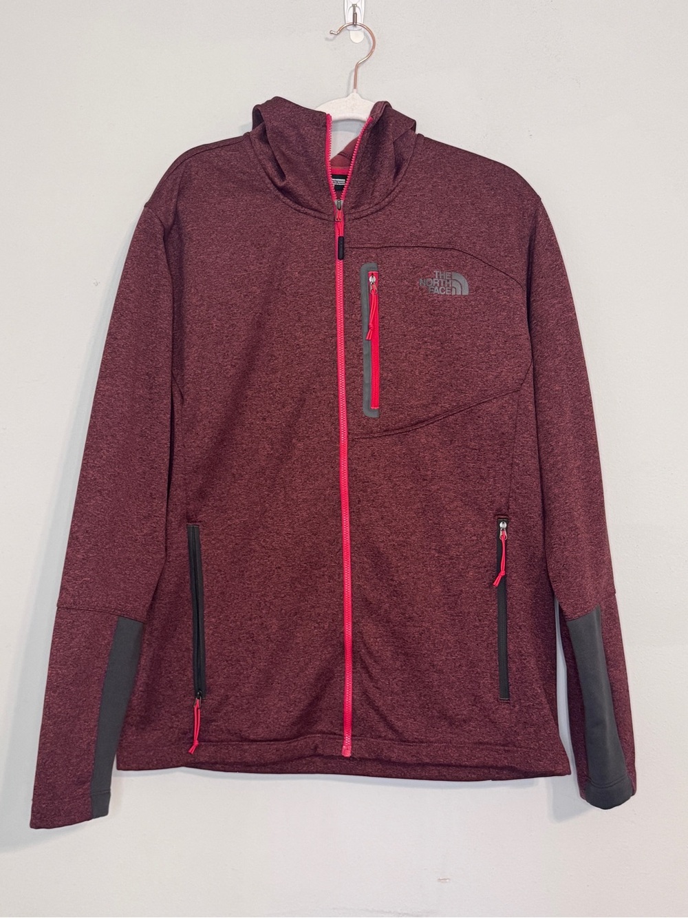 The North Face Maroon Hoodie with Zipper Accents